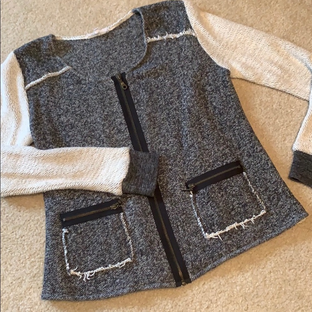 Two-tone Full Zip Sweater